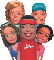 Les cinq personnages, Johnny Mobile (au centre), Crystal (en bas à gauche), Sunny (en haut à gauche), Paco (en haut à droite) et Mia (en bas à droite) ont été conçus spécialement pour SFR.