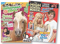 Les titres pour filles se multiplient. A l'instar du mensuel Les Animaux et Moi (Full FX) ou de High School Musical Magazine (Disney Hachette Presse).