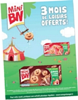 Autre exemple de «promotion expérientielle»: Mini BN propose des pass loisirs pour l'achat de trois paquets de biscuits.