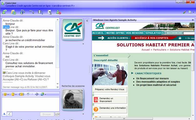 Le Crédit Agricole Centre-Est sur Windows Live Messenger