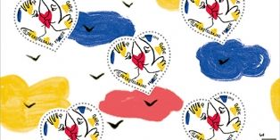 Le timbre coeur 'exquis mots' de Jean-Charles de Castelbajac